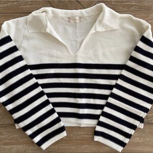 Altar'd State Black and White Striped Long Sleeve Top